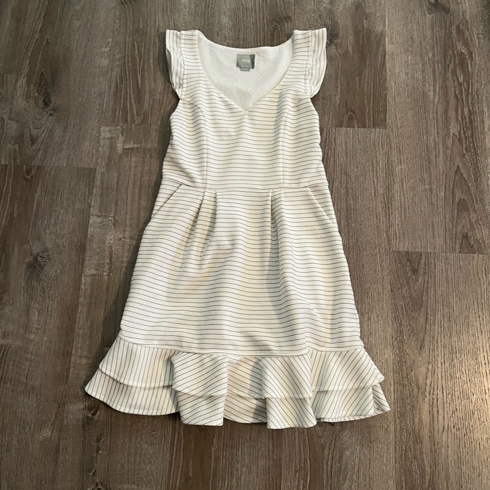 Anthropologie Maeve Sunland Striped V-Neck Flutter Knit Dress